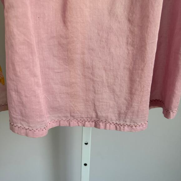 Cake sz‎ S Pink Gold Embroidered Cotton Blouse Prairie Cottagecore Fairy - Picture 8 of 8
